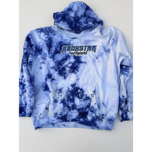 Rockstar Blue Tie-Dye Paint Splatter Logo Hoodie (Size 3XL)